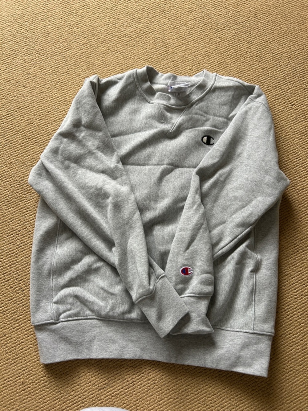 Champion Light Grey Crewneck Sweatshirt with Classic Logo